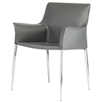 Nuevo Colter Leather/Chrome Dining Chair - Dark Grey