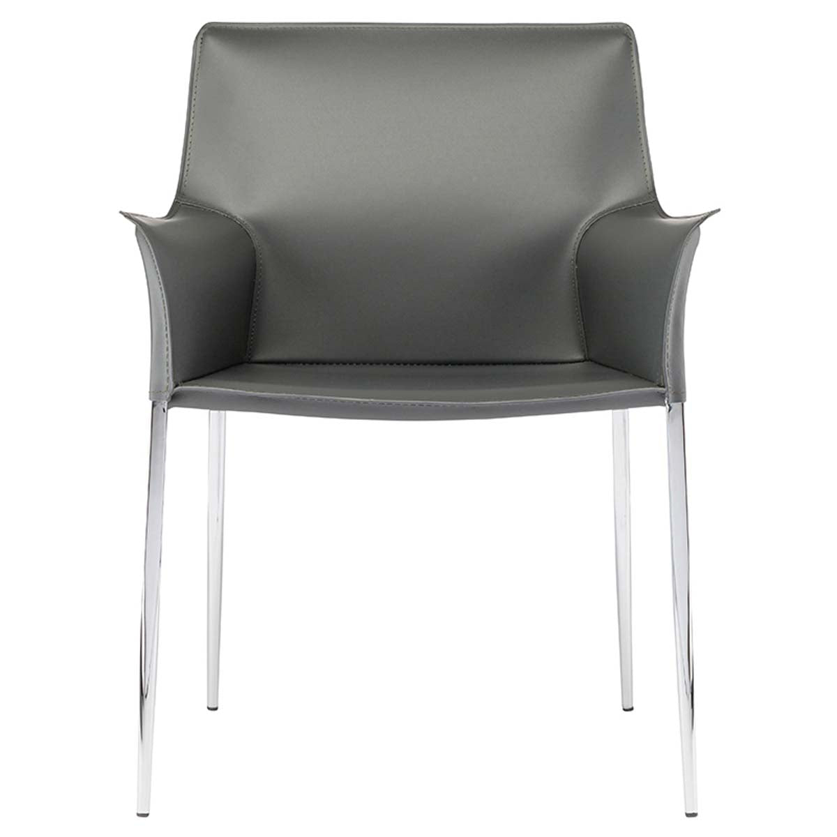 Nuevo Colter Leather/Chrome Dining Chair - Dark Grey