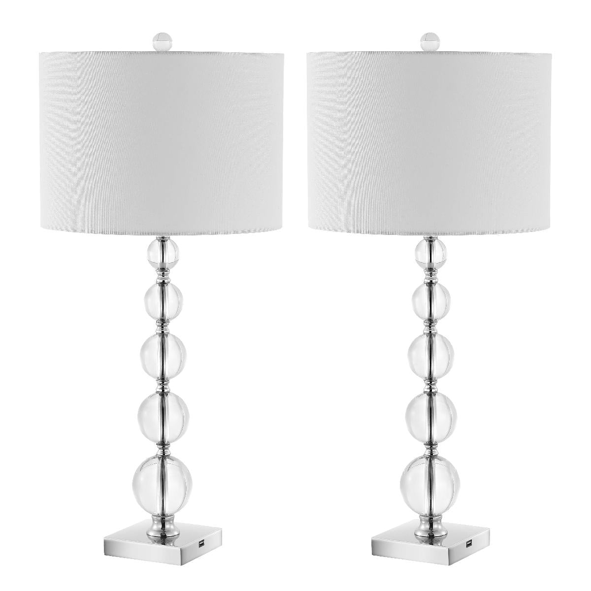 Safavieh Liam Stacked Crystal Ball Lamp W/ USB Port(Set of 2), LIT4112
