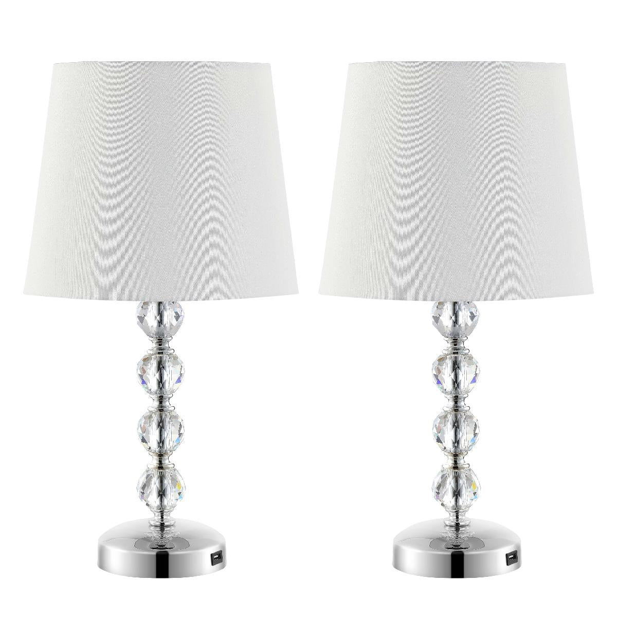 Safavieh Nola Stacked Crystal Ball Lamp W/ USB Port(Set of 2), LIT4123