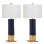 Safavieh Dolce 31 Inch H Table Lamp, LIT4524 - Navy/Gold (Set of 2)