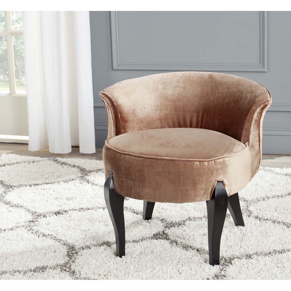 Safavieh Mora French Leg Linen Vanity Chair , MCR4692