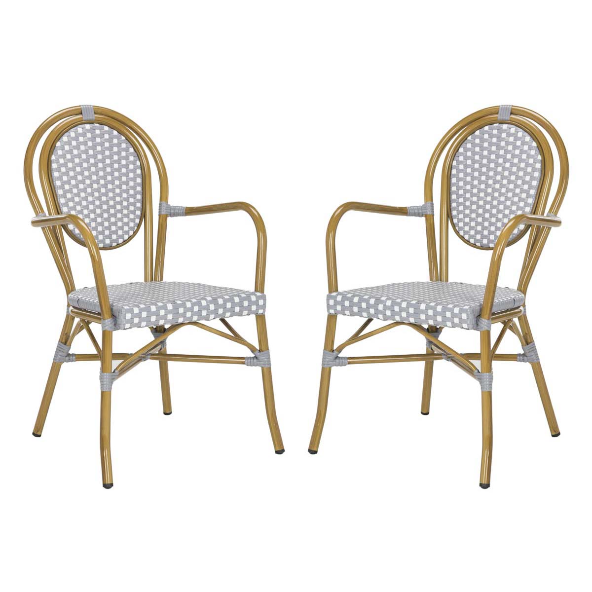 Safavieh Rosen French Bistro  Arm Chair , PAT4014 - Grey/White (Set of 2)