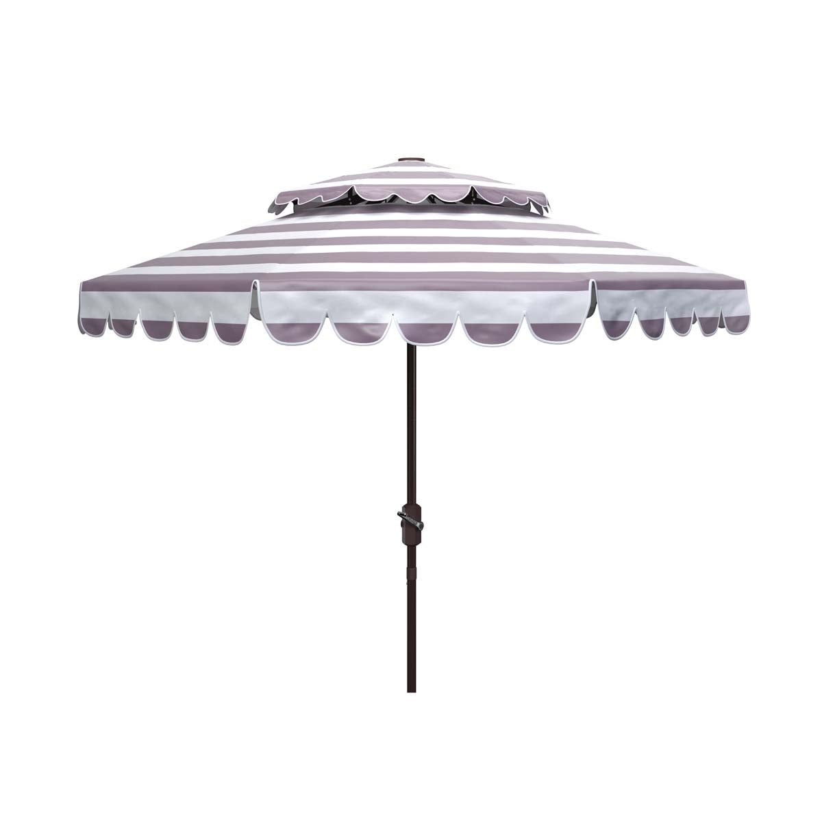 Safavieh Vienna 9Ft Rnd Double Top Crank Umbrella , PAT8211 - Grey/White