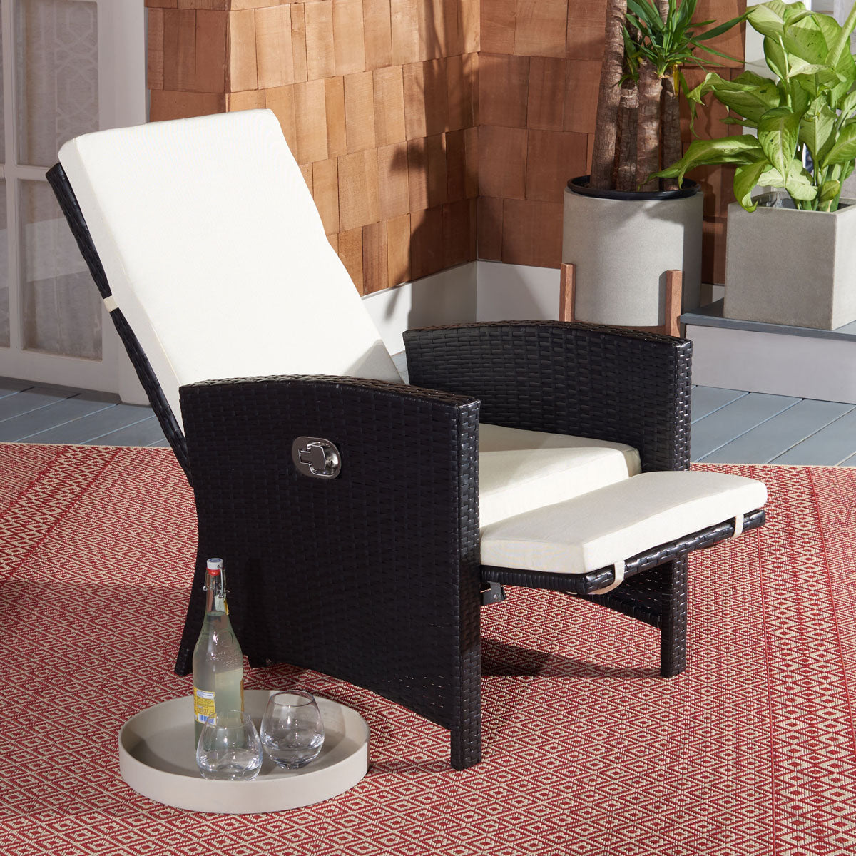 Safavieh Herdla Recliner Chair , PAT9021 - Black/Beige