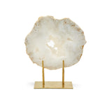 Two's Company White Quartz Geode Slab on Gold Stand