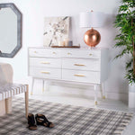 Safavieh Couture Madden Retro Dresser - White / Brass