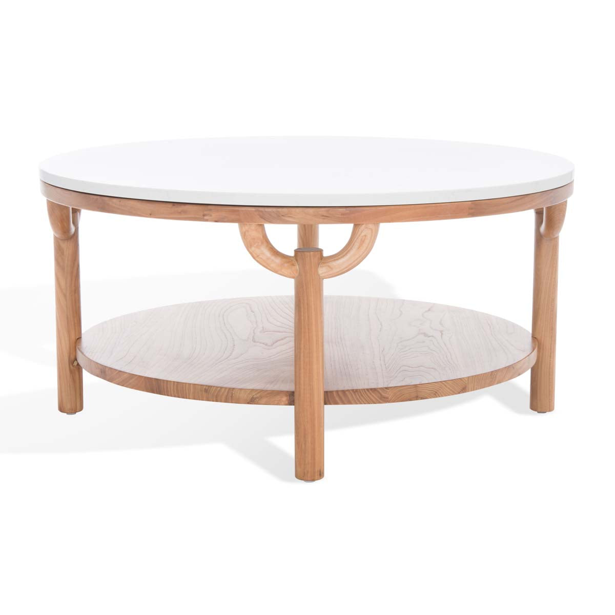 Safavieh Couture Puck Marble Top Coffee Table - Natural / White
