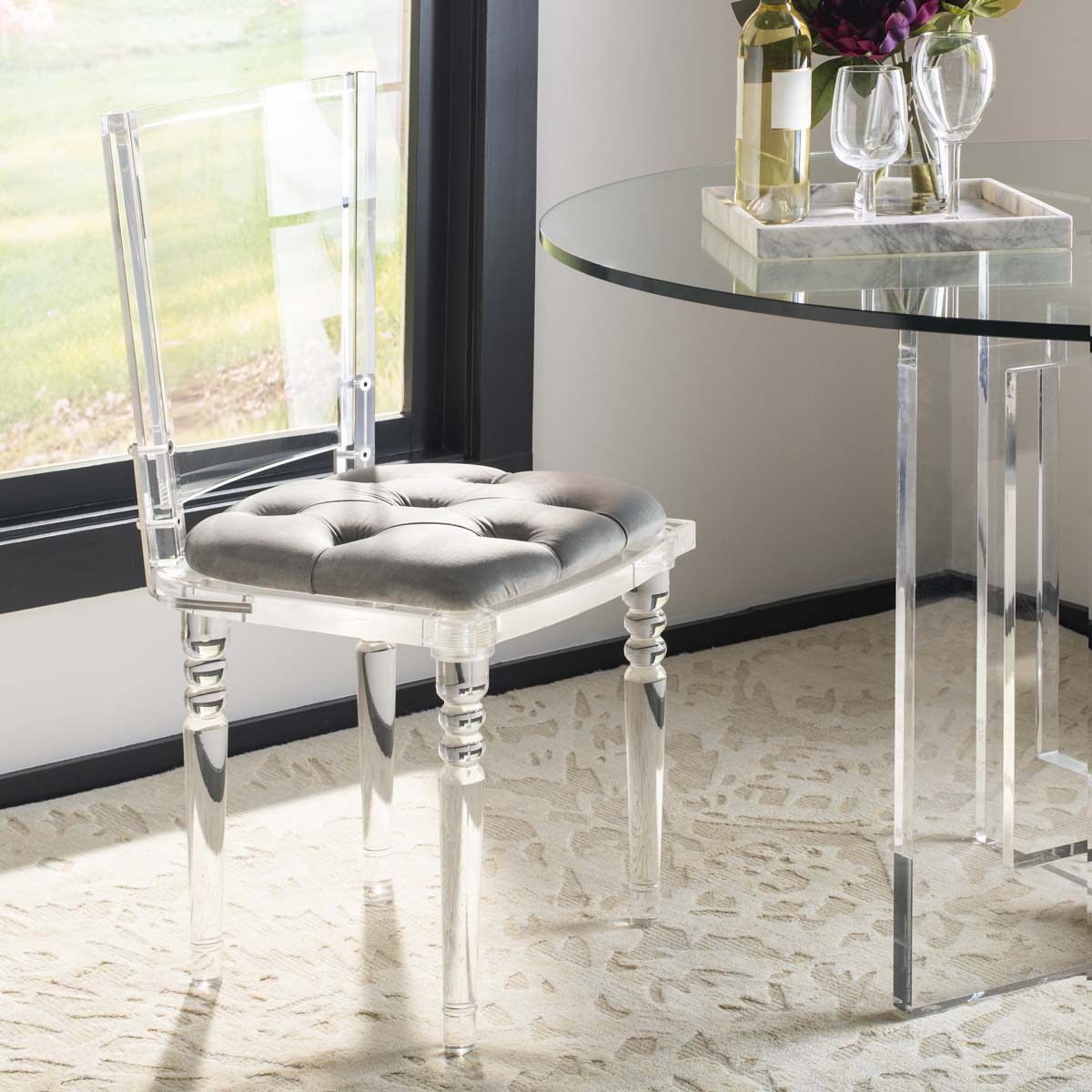 Safavieh Couture Ella Acrylic Dining Chair - Clear / Grey