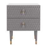 Safavieh Couture Neptune 2 Drawer Side Table - Grey / Gold