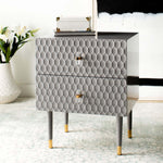 Safavieh Couture Neptune 2 Drawer Side Table - Grey / Gold