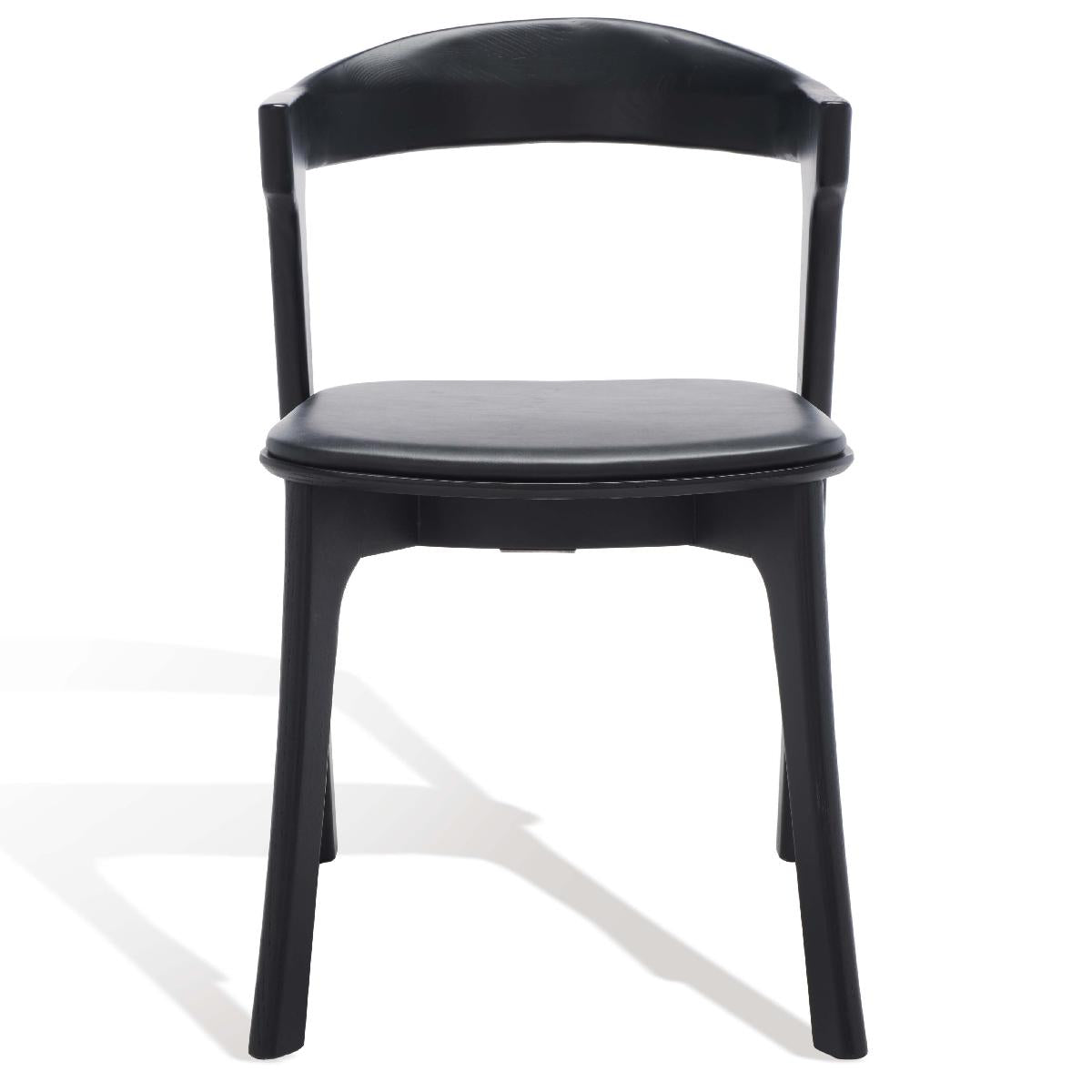 Safavieh Couture Brylie Wood And Leather Dining Chair(Set of 2) , SFV4126 - Black