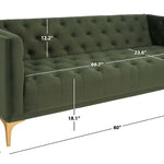 Safavieh Couture Florentino Tufted Sofa - Forest Green / Gold
