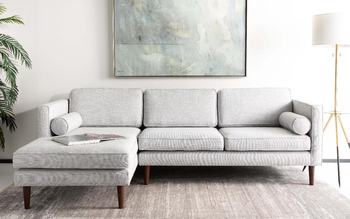 Safavieh Couture Dulce Mid Century Chaise Sofa - Light Grey