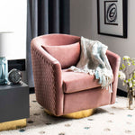 Safavieh Couture Clara Quilted Swivel Tub Chair - Dusty Rose
