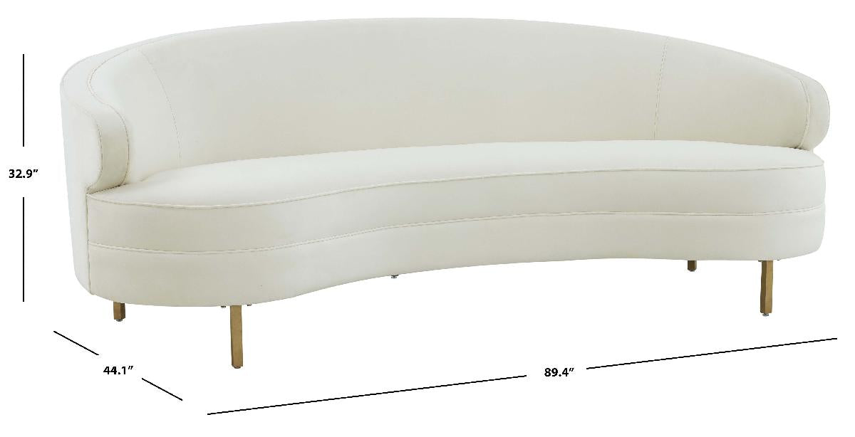 Safavieh Couture Primrose Curved Sofa - Cream / Gold