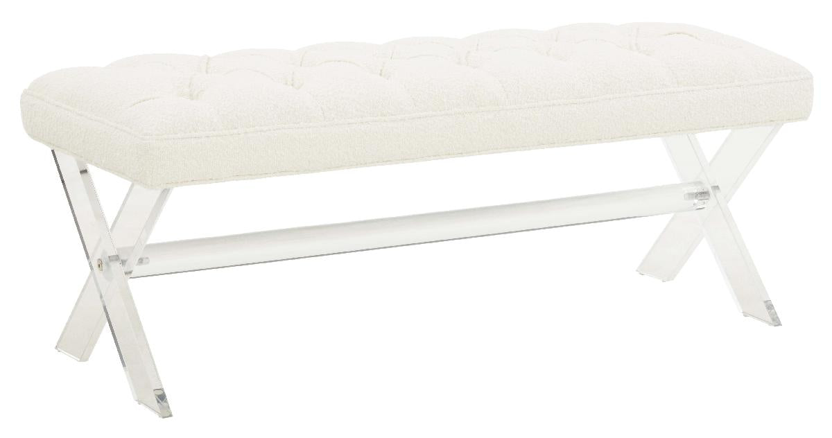 Safavieh Couture Tourmaline Tufted Bench - Ivory