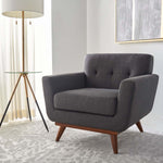 Safavieh Couture Opal Linen Tufted Arm Chair - Slate Grey