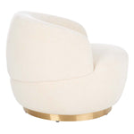 Safavieh Couture Flynn Faux Lamb Wool Swivel Chair - Ivory / Gold