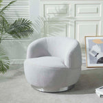 Safavieh Couture Flynn Faux Lamb Wool Swivel Chair - Light Grey / Silver