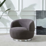 Safavieh Couture Flynn Faux Lamb Wool Swivel Chair - Dark Grey / Silver