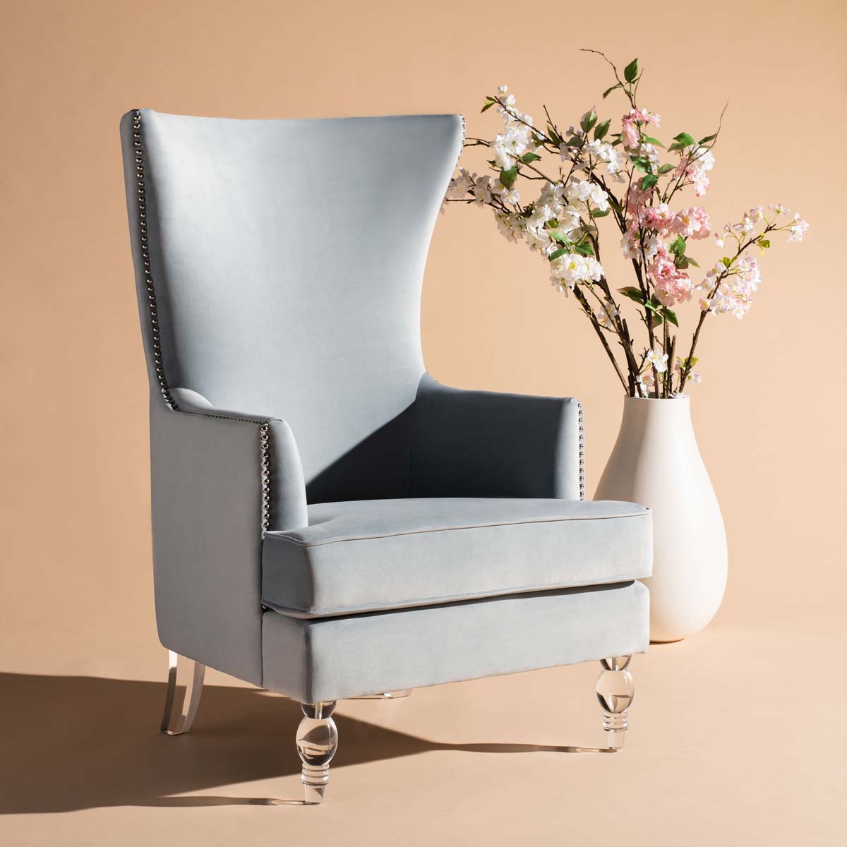 Safavieh Couture Geode Modern Wingback Chair - Light Silver