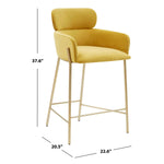 Safavieh Couture Charlize Velvet Counter Stool - Yellow / Gold