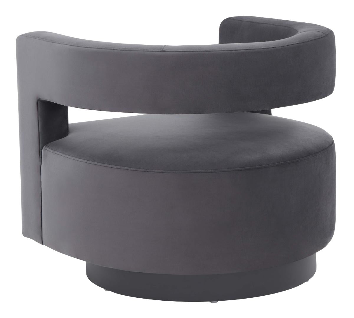 Safavieh Couture Edgar Velvet Swivel Chair - Dark Grey / Black