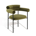 Safavieh Couture Jaslene Curved Back Dining Chair - Olive Green / Black