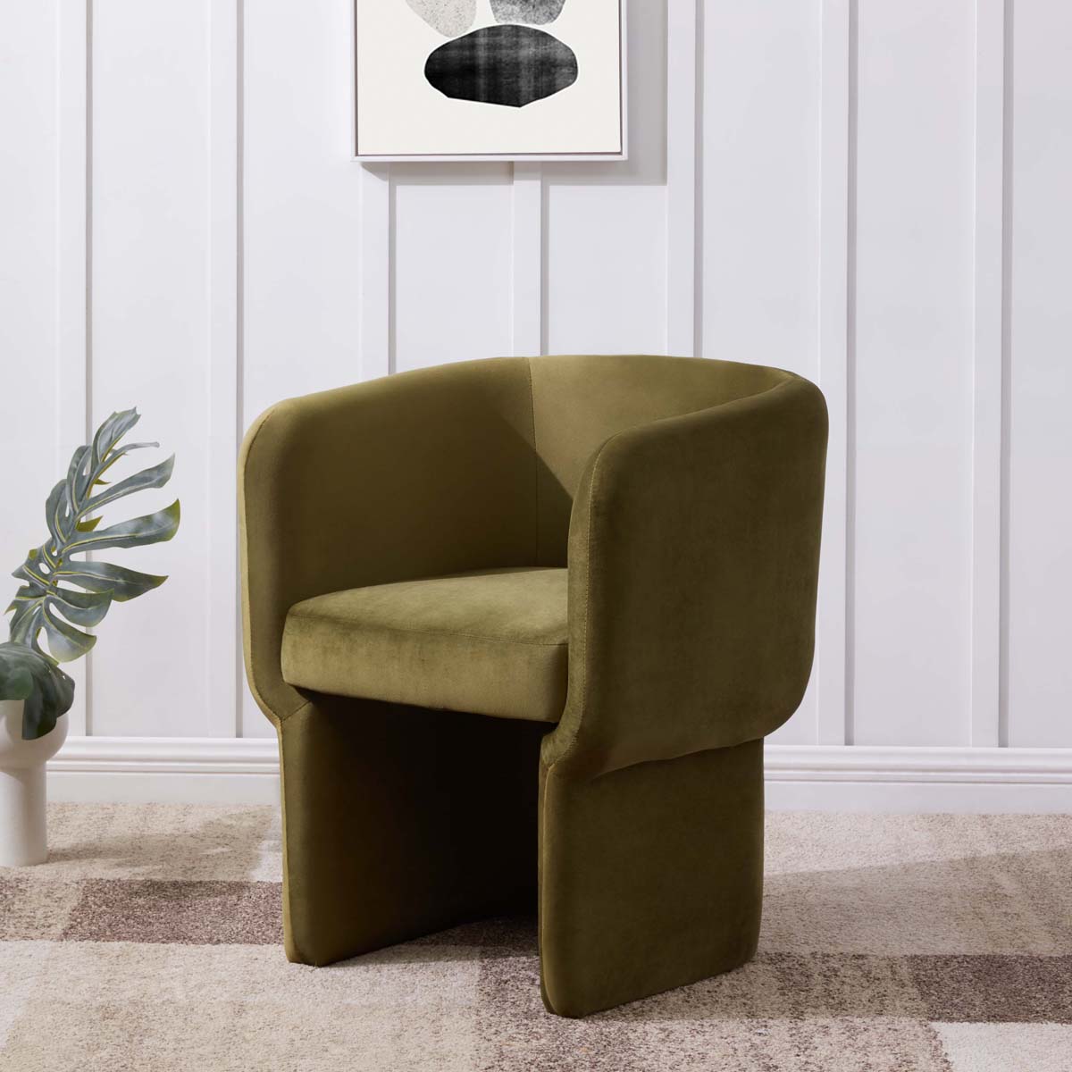 Safavieh Couture Wally Velvet Accent Chair - Olive Green