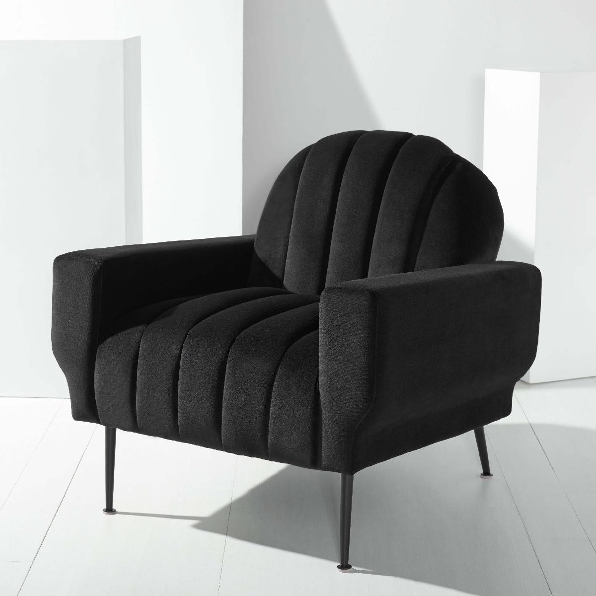 Safavieh Couture Josh Channel Tufted Accent Chair - Black
