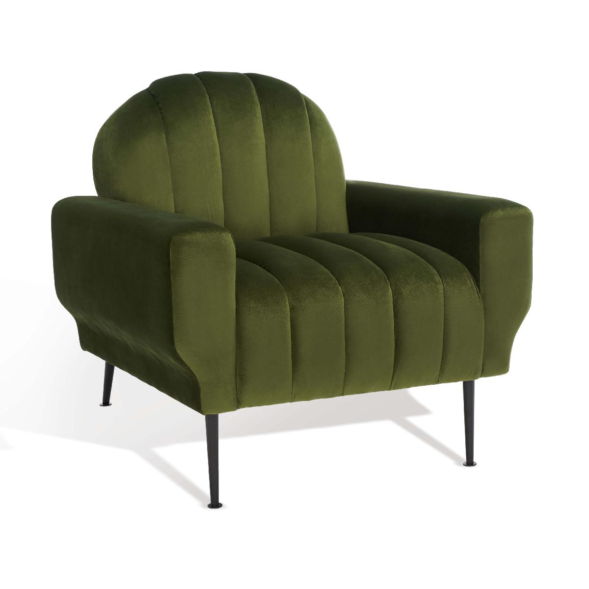 Safavieh Couture Josh Channel Tufted Accent Chair - Forest Green / Black