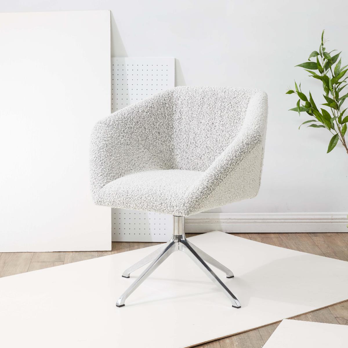 Safavieh Couture Felix Boucle Swivel Desk Chair - White / Black / Silver