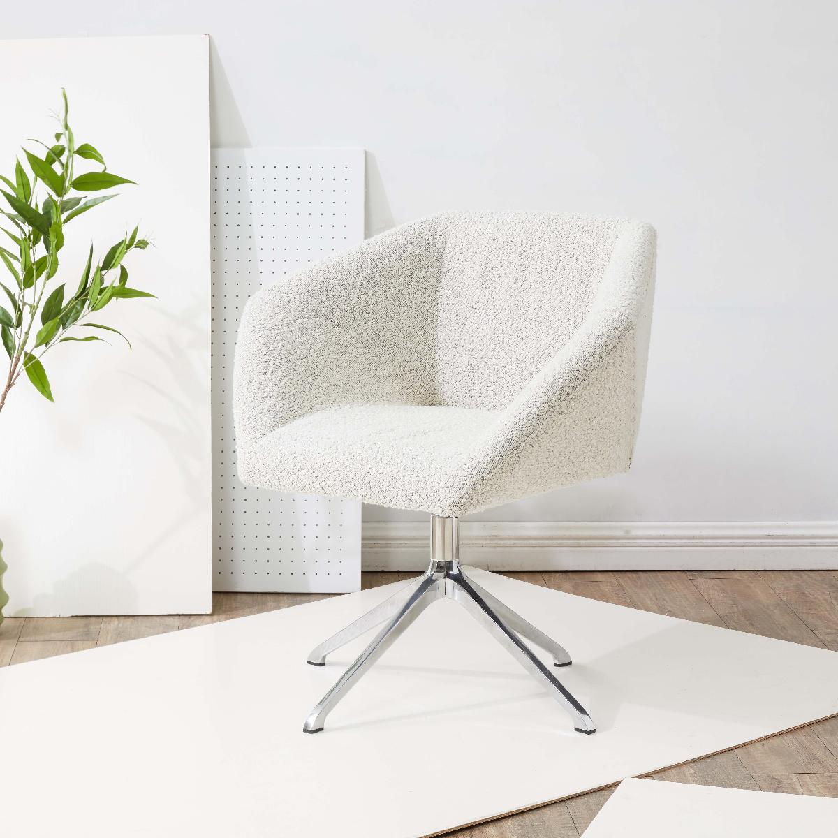 Safavieh Couture Felix Boucle Swivel Desk Chair - Light Grey / Silver