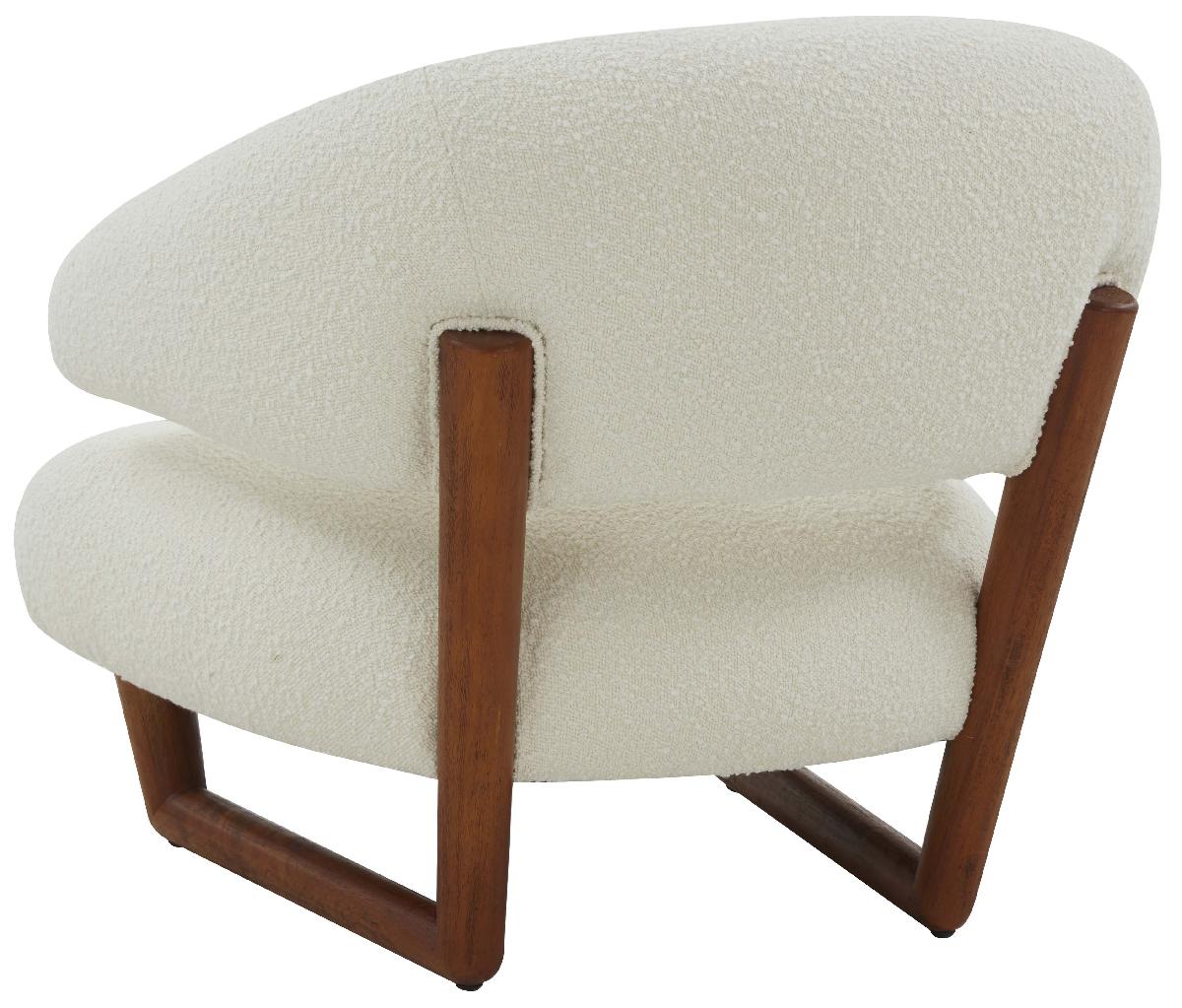 Safavieh Couture Jasmina Boucle And Wooden Legs Accent Chair - Ivory / Brown
