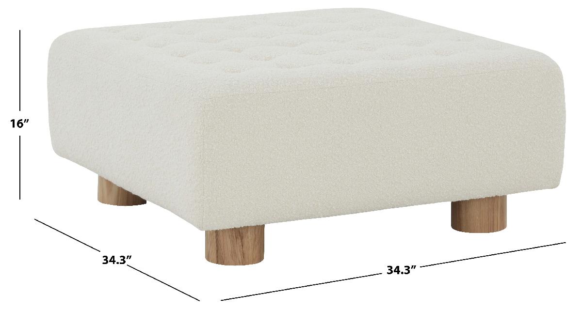 Safavieh Couture Bradfield Square Boucle Ottoman - Ivory / Natural
