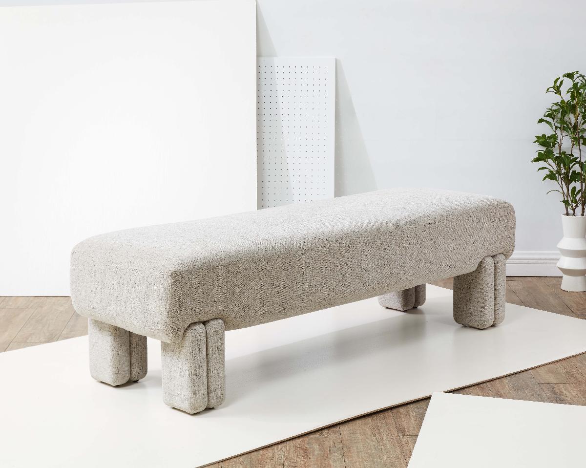 Safavieh Couture Leslee Upholstered Bench - Taupe