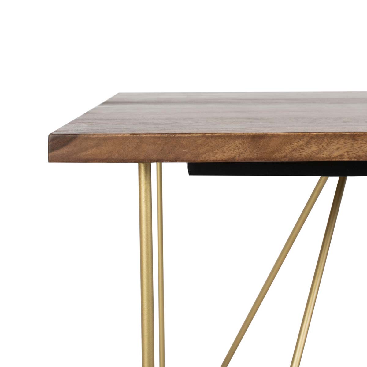 Safavieh Couture Captain Hairpin Legs Wood Dining Table - Walnut / Brass