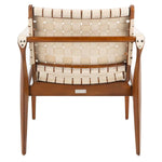 Safavieh Couture Dilan Leather Safari Chair - Cream / Light Brown