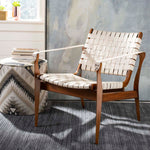 Safavieh Couture Dilan Leather Safari Chair - Cream / Light Brown
