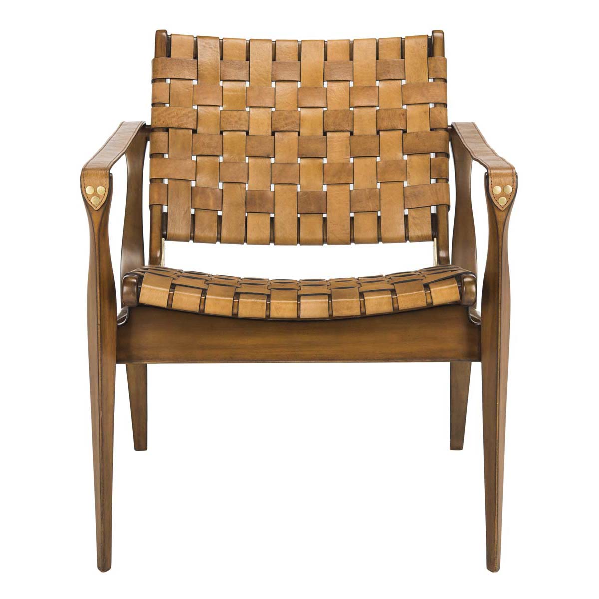 Safavieh Couture Dilan Leather Safari Chair - Brown / Light Brown