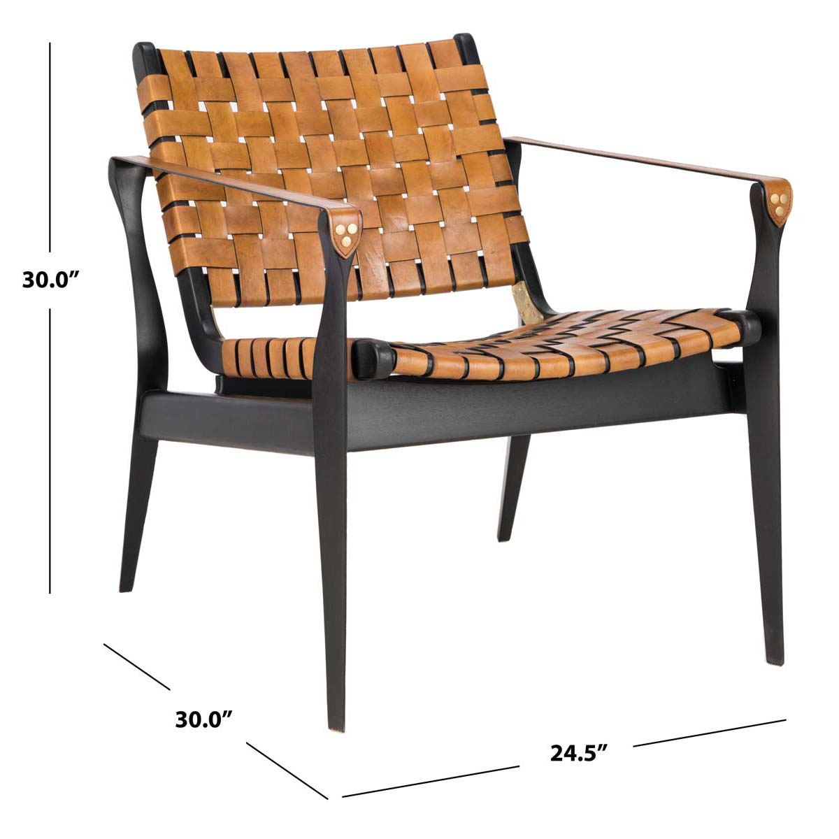 Safavieh Couture Dilan Leather Safari Chair - Brown / Black