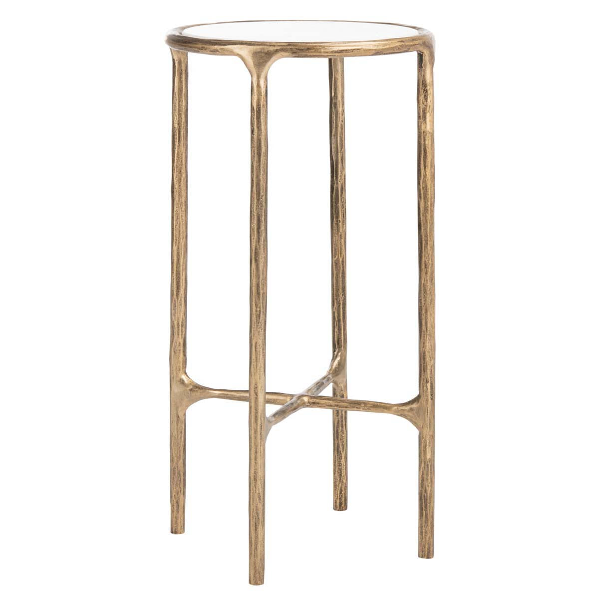 Safavieh Couture Jessa Forged Metal Tall Round End Table - Brass / White