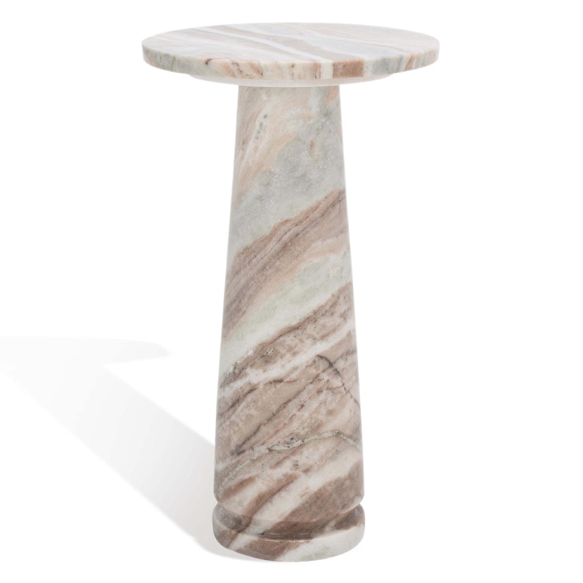 Safavieh Couture Valentia Round Marble Accent Table - White / Brown