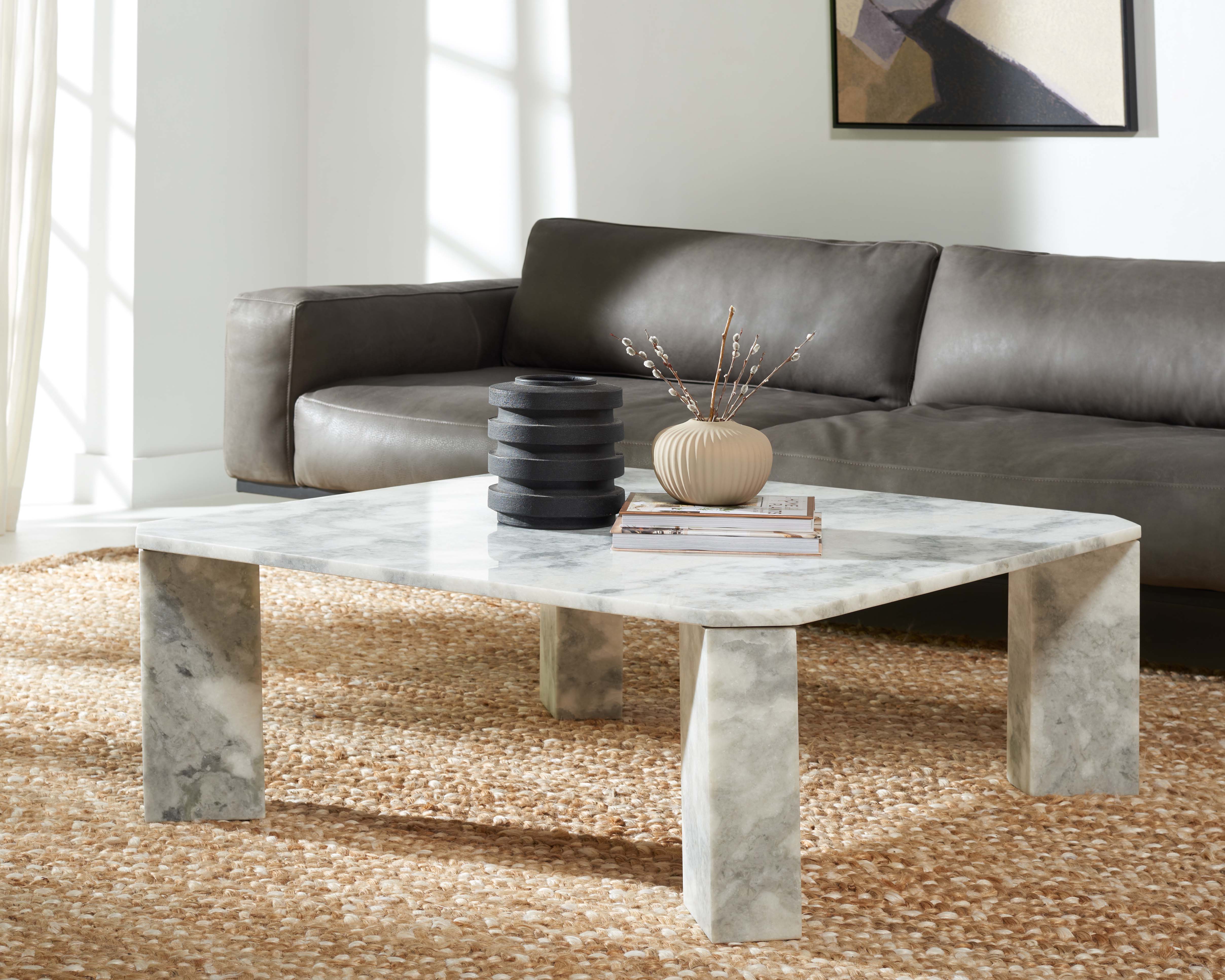 Safavieh Couture Daysi Square Marble Coffee Table, White