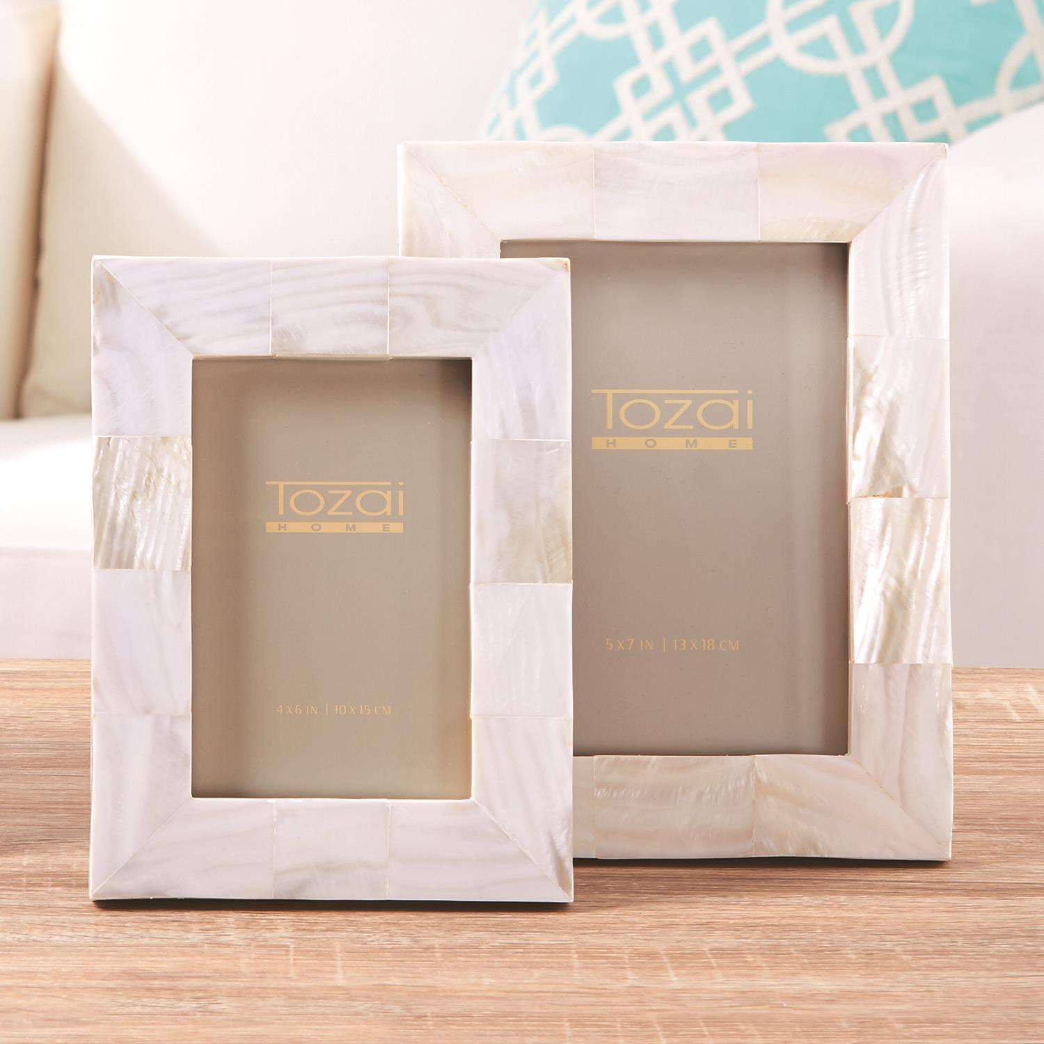 Two's Company Pearly White Photo Frames in Gift Box (includes 2 Sizes: 4 x 6 and 5 x 7)
