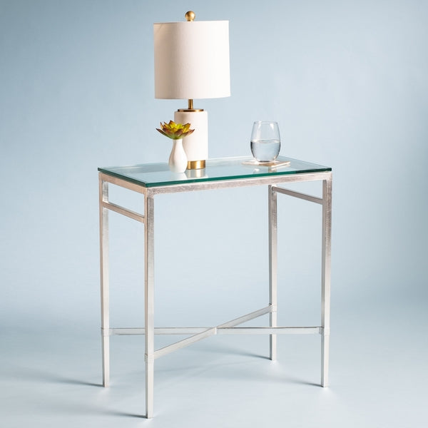 Safavieh Couture Viggo Glass Side Table - Silver / Glass