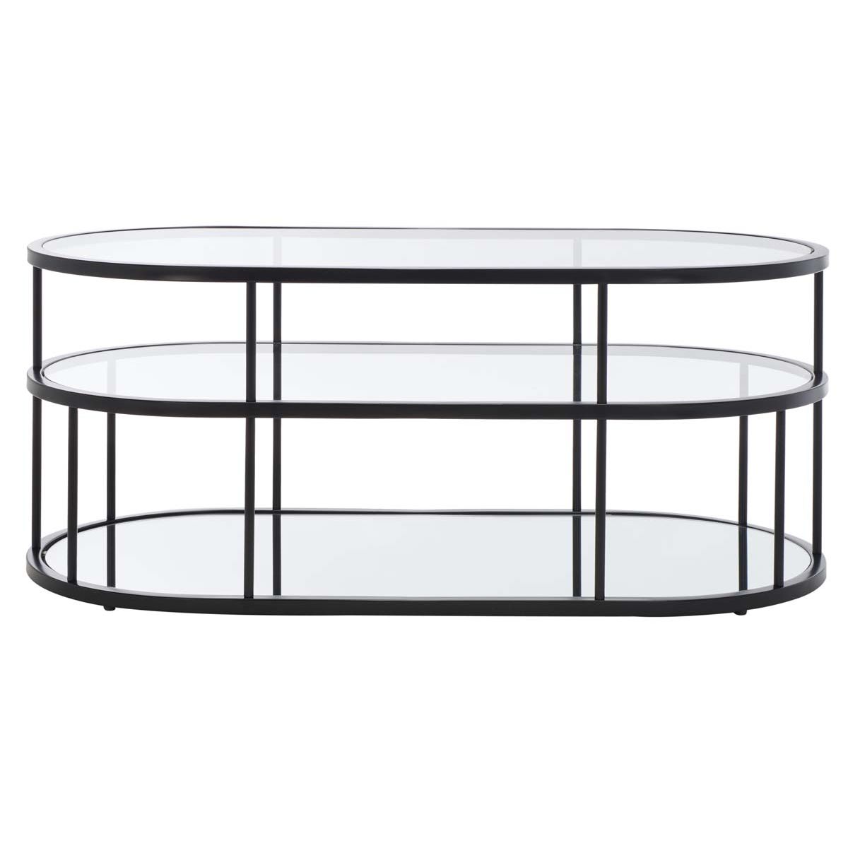 Safavieh Layta 3 Shelf Coffee Table , COF6402 - Matte Black/Glass