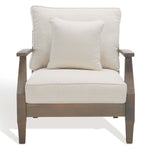 Safavieh Couture Martinique Wood Patio Armchair - Light Grey / Beige