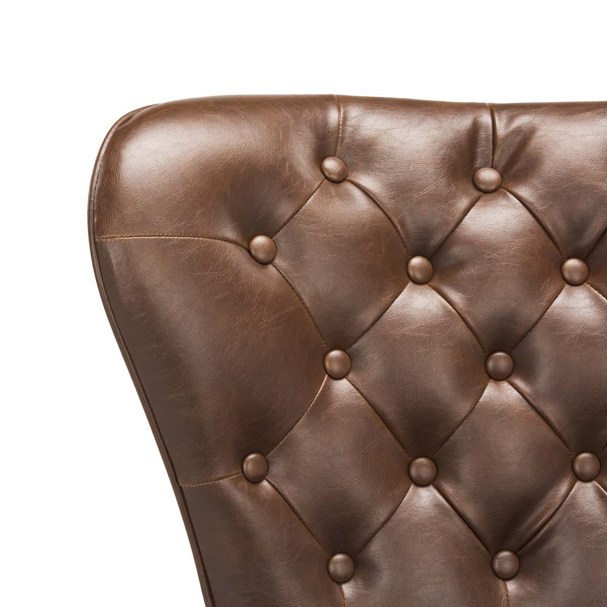 Safavieh Aster 30H Mid Century Modern Leather Tufted Bar Stool , FOX1703